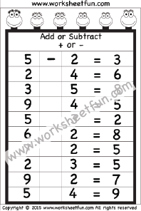 Missing Operator – Add or Subtract – 2 Worksheets