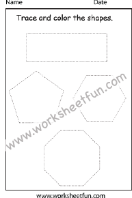 Shapes Tracing – Rectangle, Pentagon, Hexagon, Octagon – 1 Worksheet