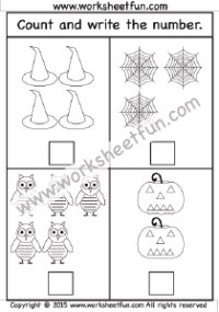 Halloween – Number Counting – 1-5 – One Worksheet
