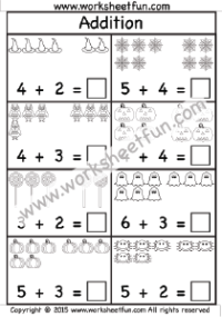 Halloween – Picture Addition – Single Digit Addition – Two Worksheets