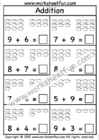 Addition Worksheet – Sums up to 20 – One worksheet