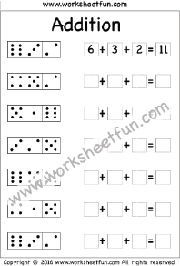 Add three numbers – Dice Addition – 1 Worksheet