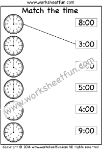 Match time – 2 Worksheets FREE Worksheets – Worksheetfun