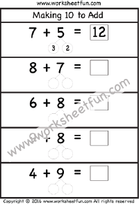 Making 10 to Add – Three Worksheets