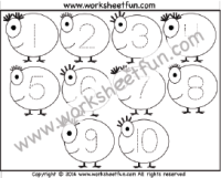 Number Tracing – 1 to 10 – One Worksheet