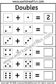 Addition Doubles -Dice Addition– 1 Worksheet