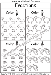 Coloring Fractions – 3 Worksheets