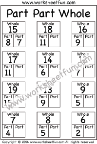 Part Part Whole - 3 Worksheets