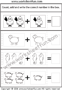 Picture Addition - Sums up to 5 – One Worksheet