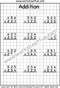 3 Digit Addition - No Regrouping - 2 Worksheets