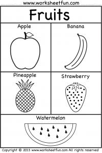 Fruits Coloring  – 3  Worksheets