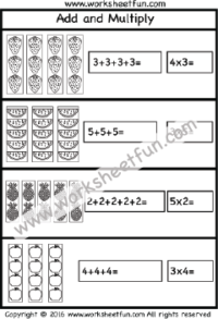 Multiplication – Add and Multiply – Repeated Addition -One Worksheet