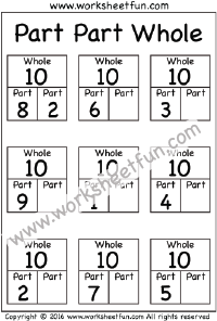 Part Part Whole – One Worksheet
