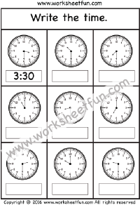 Telling the time – 3 Worksheets