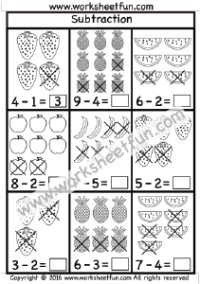 Picture Subtraction Worksheets