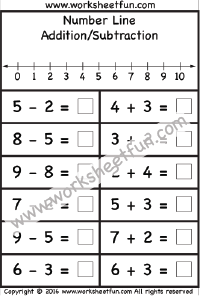 Number Line - Addition and Subtraction - 1 Worksheet