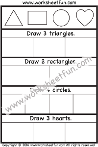 Shapes – Triangle, Rectangle, Circle & Heart – Two Worksheets