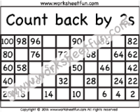 Count back by 2s - Four Worksheets