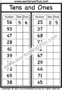 Tens and Ones  – One Worksheet