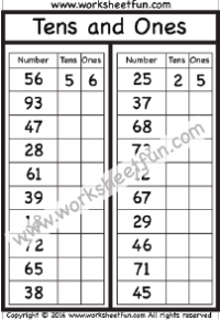 Hundreds Tens And Ones Chart Printable