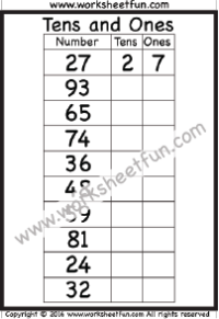 Tens and Ones  – One Worksheet