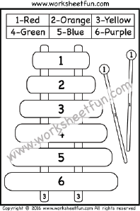 Color by Number – Xylophone – One Worksheet