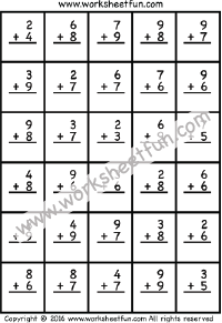 Addition Within 20 – Timed Addition Drill – 30 Problems – 3 Worksheets