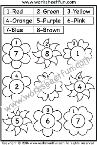 Color by Number – Flowers – One Worksheet