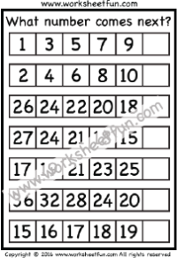 Number Patterns – Number Series – 1 Worksheet
