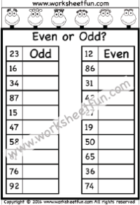 Even And Odd Numbers Chart For 2nd Grade