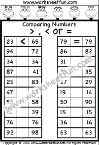 Comparing Numbers –  1 Worksheet