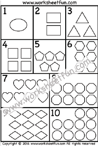 Numbers 1-10 - Shapes - One Worksheet