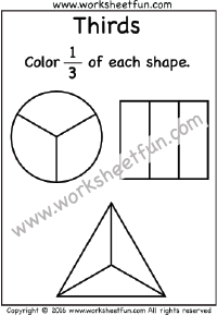 Fractions – Thirds – Coloring 1/3 – One Worksheet