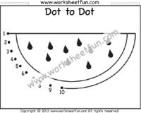Dot to Dot – Fruit – Watermelon – Numbers 1-10 – One Worksheet
