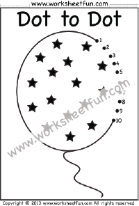 Dot to Dot – Balloon – Numbers 1-10 – One Worksheet