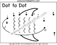 Dot to Dot – Fish – Numbers 1-10 – One Worksheet