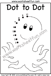 Dot to Dot – Octopus – Numbers 1-10 – One Worksheet