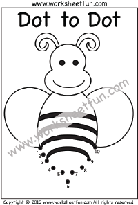 Dot to Dot – Bee – Numbers 1-10 – One Worksheet