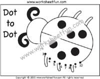 Dot to Dot – Ladybug – Numbers 1-10 – One Worksheet