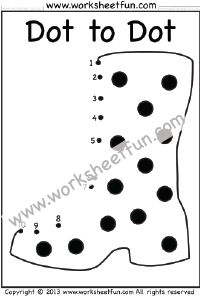 Dot to Dot – Boot – Numbers 1-10 – One Worksheet