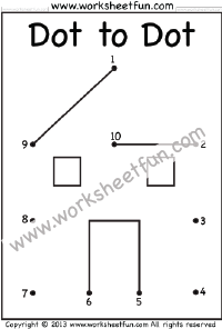 Dot to Dot – House – Numbers 1-10 – One Worksheet