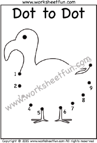 Dot to Dot – Duck – Numbers 1-10 – One Worksheet