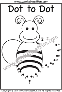 Dot to Dot – Bee – Numbers 1-20 – One Worksheet