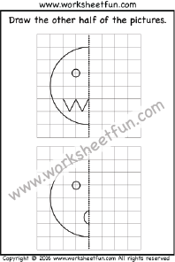 Feelings And Emotions – Draw the other half – Smiley Face – Mad & Surprised – One Worksheet
