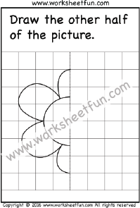 Draw the other half – Flower – One Worksheet