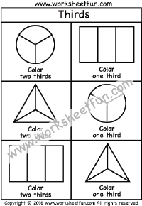 Fractions – Thirds – Coloring 1/3 – One Worksheet