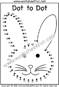 Dot to Dot – Bunny – Rabbit – Numbers 1-50 – One Worksheet