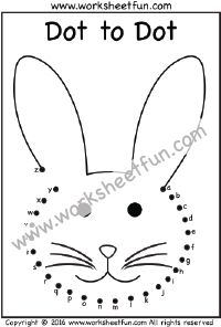 Dot to Dot – Bunny – Rabbit – Letters – a-z – One Worksheet