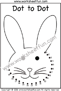 Dot to Dot – Bunny – Rabbit – Numbers 1-20 – One Worksheet