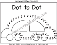 Dot to Dot – Car – Numbers 1-50 – One Worksheet